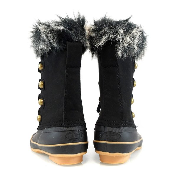 NEW Juicy Couture Waterproof Lace-Up Faux Fur Trim Duck Toe Winter Snow Boot 9 - Picture 6 of 10